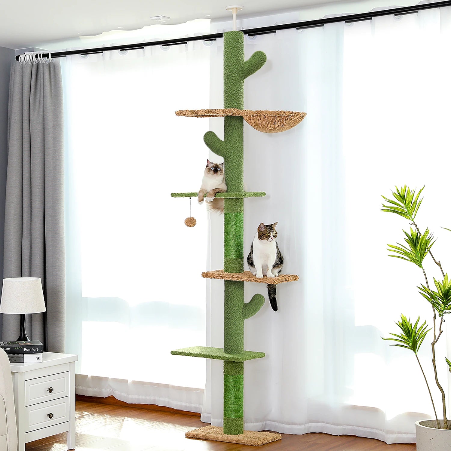 Adjustable Height Cactus Tree w/Scratching Posts
