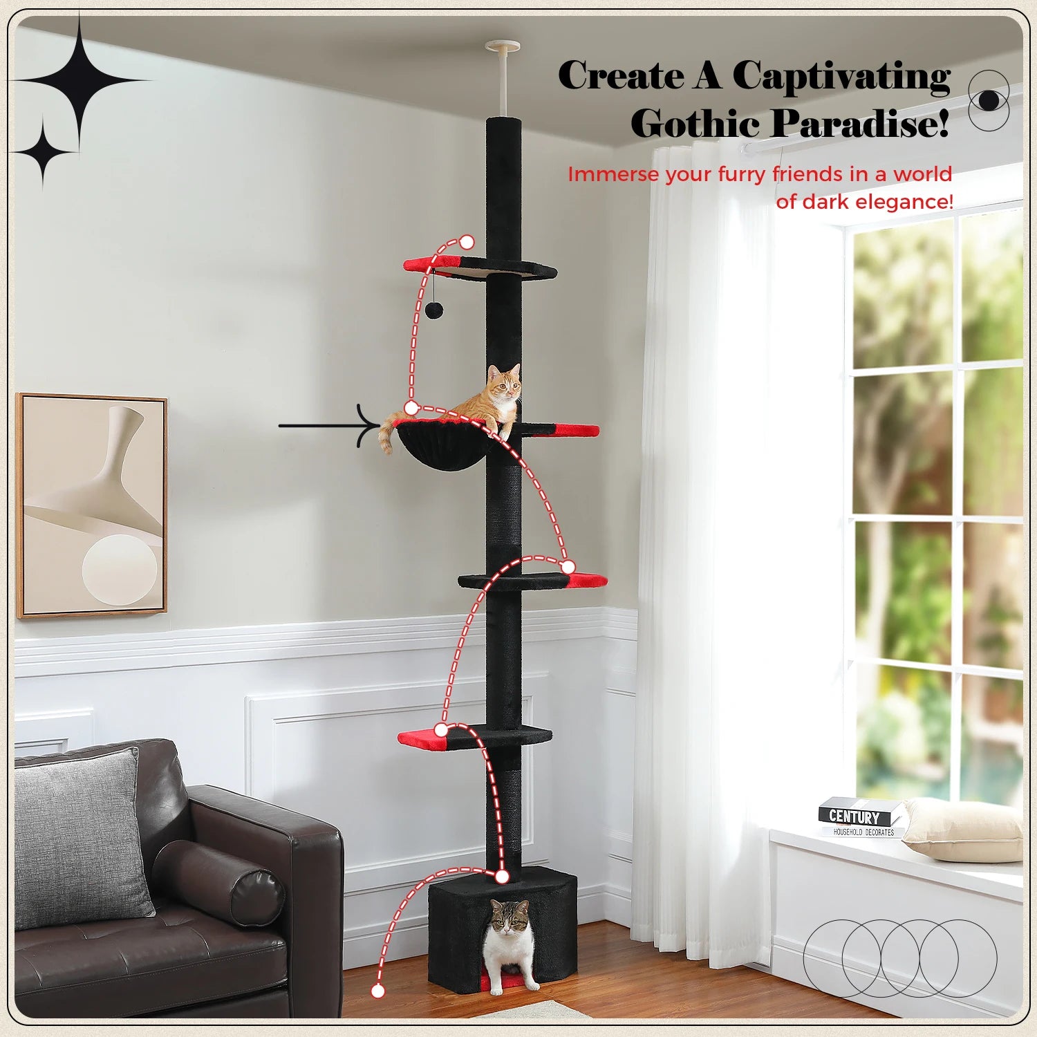 Adjustable Height Cactus Tree w/Scratching Posts